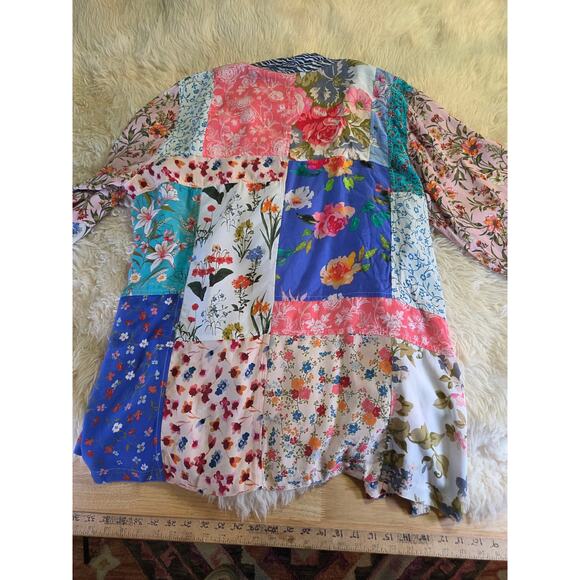 John Mark Floral Kimono Patchwork & Embroidered Size XL Viscose - Picture 16 of 16